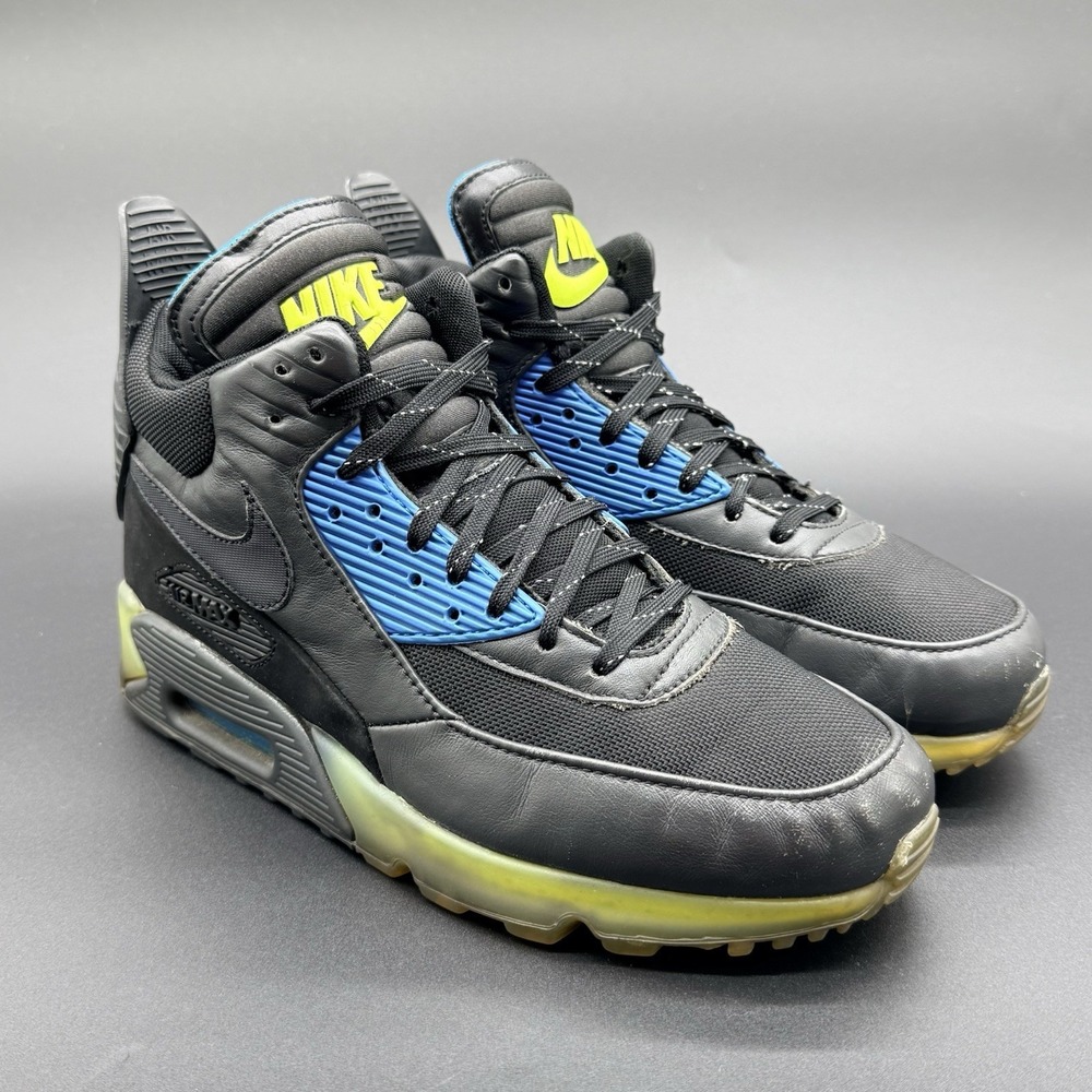 Rare Nike Air Max 90 Sneakerboot Ice Black Photo Blue Men's Size 8 Shoes